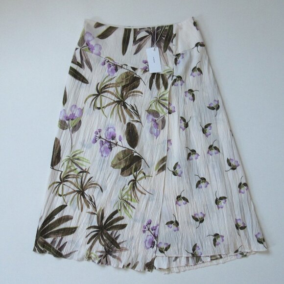 NWT Vince Mixed Tropical Garden Midi in Pale Alder Floral Crinkle Skirt 8 $295 - Picture 7 of 9